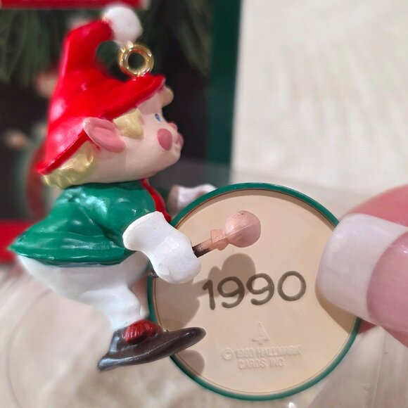 1990 Hallmark Keepsake Ornament Hark! It's Herald Elf Drum Holiday Christmas NIB - Picture 10 of 15